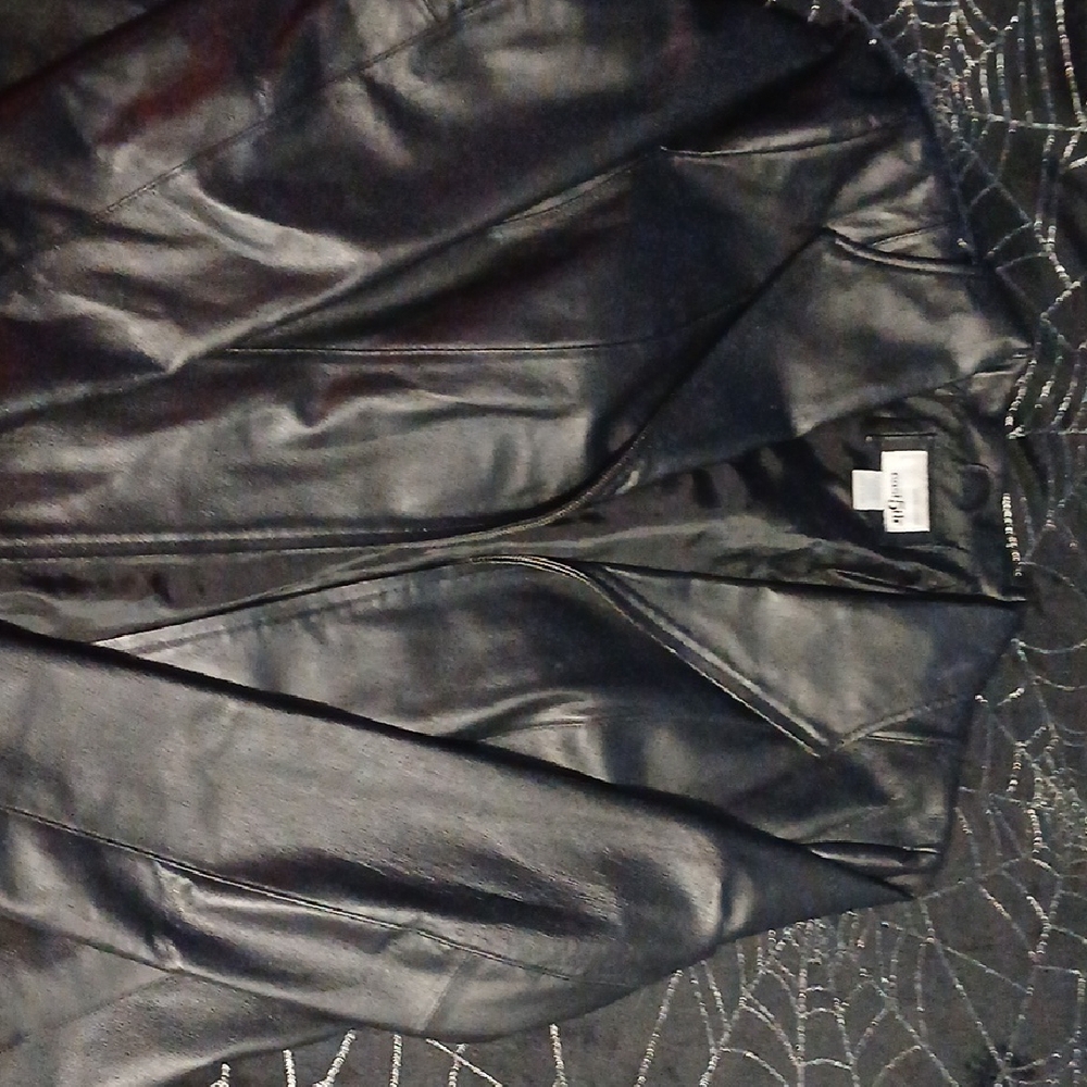 East 5th Black Leather Moto Jacket with Asymmetrical Zipper